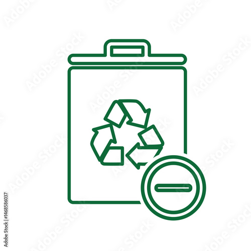trash icon. recycling symbol with minus symbol on the bottom right. sustainability. reuse web icon, eco-friendly, second-hand. Line design style