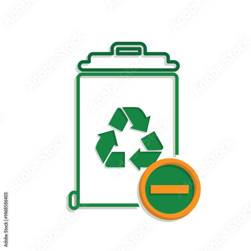 trash icon. recycling symbol with minus symbol on the bottom right. sustainability. reuse web icon, eco-friendly, second-hand. mixed design style