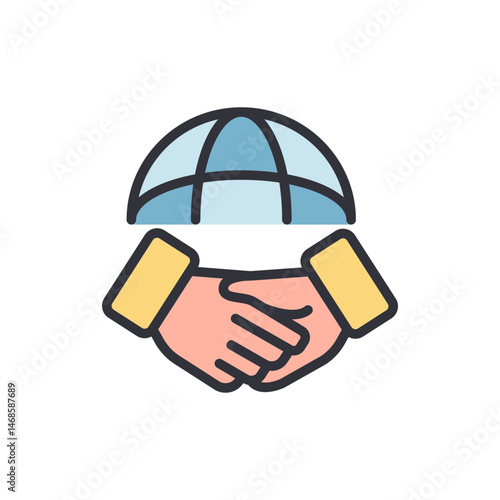 Illustrative global agreement icon symbolizing partnership and collaboration
