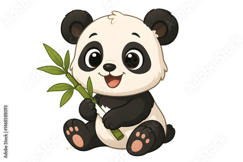 panda with a bamboo