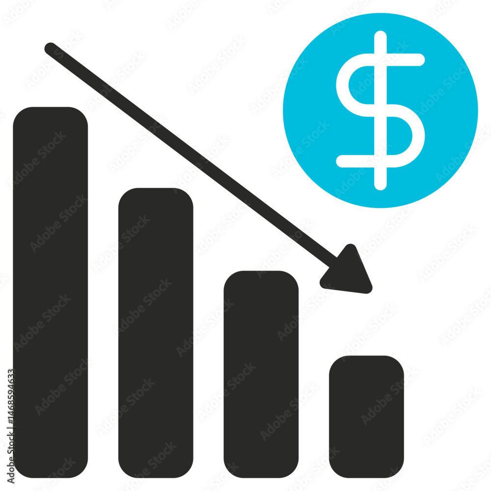 Market Failure Glyph Blue Grey Icon Market Failure Glyph Blue Grey Icon