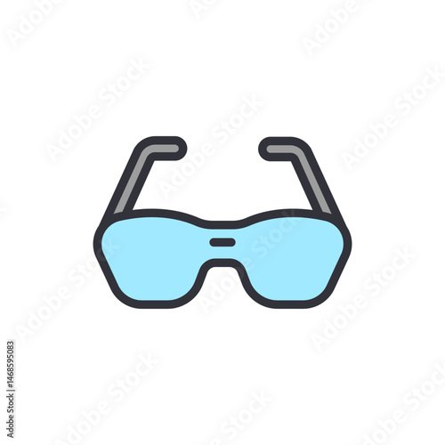 Illustration showcasing a pair of stylish sunglasses with blue tinted lenses