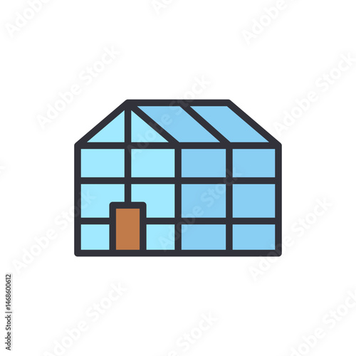 Conceptual illustration of a greenhouse structure in minimalistic design