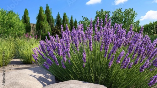 Vibrant Purple Lavender Blossoms in a Sunny Field