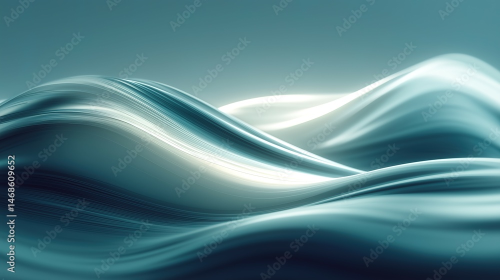 Obraz premium Flowing blue and white abstract textures, a serene and fluid composition evoking tranquility and motion