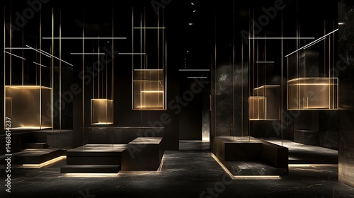 Sophisticated interior featuring modern design with abstract golden elements