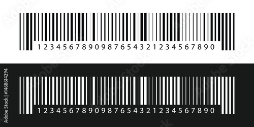 Barcode and QR code labels for scanning, retail store product ID labeling stickers. Pricing tags, serial number badges, inventory barcodes, package tracking codes vector in eps 10.