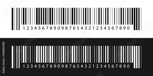 Barcode and QR code labels for scanning, retail store product ID labeling stickers. Pricing tags, serial number badges, inventory barcodes, package tracking codes vector in eps 10.