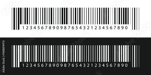 Barcode and QR code labels for scanning, retail store product ID labeling stickers. Pricing tags, serial number badges, inventory barcodes, package tracking codes vector in eps 10.
