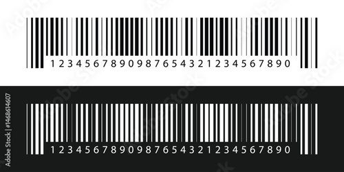 Barcode and QR code labels for scanning, retail store product ID labeling stickers. Pricing tags, serial number badges, inventory barcodes, package tracking codes vector in eps 10.