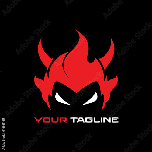 Logo design graphic concept creative premium vector stock image top sell head face lucifer horned devil demon satanic skull horror symbol gothic scary