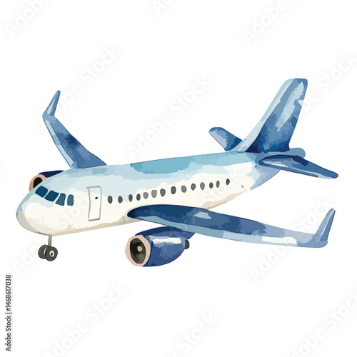 Airplane cute watercolors illustration isolated on white background