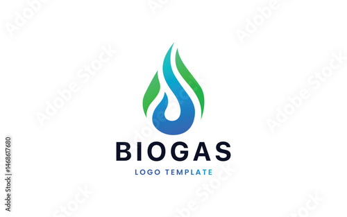 Abstract Eco Power Logo Featuring Flame-Water Drop in Green Style