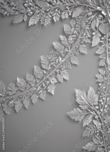 Silver leaf lace border, intricate design, soft backdrop, craft, premium