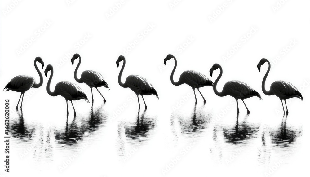 Obraz premium Flamingos in Silhouette