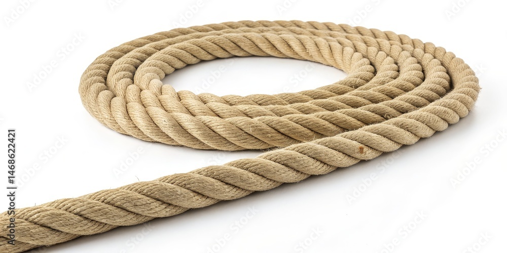 Obraz premium Coiled Natural Rope - Thick Twisted Strand, nautical , knot