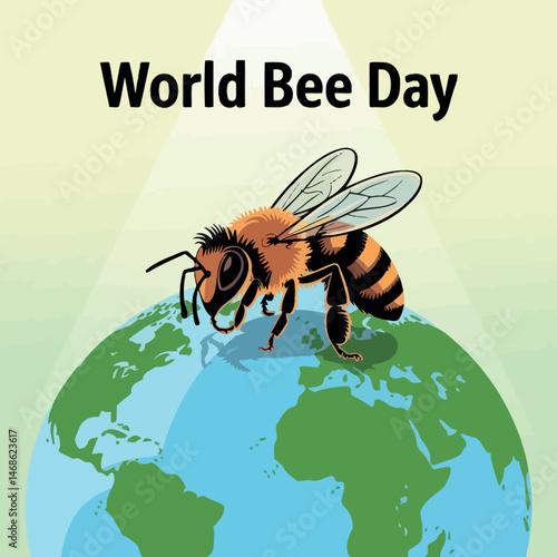 World Bee Day Earth Illustration with Honeybee Awareness Graphic