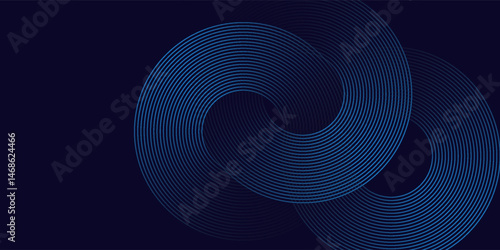 Modern dark blue abstract horizontal banner background with glowing geometric lines.Suitable for covers, brochures, presentations, eps 10
