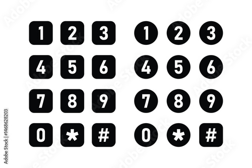 Number pad icon set vector illustration