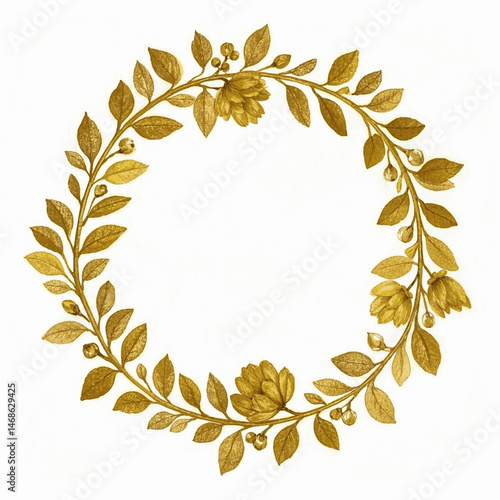 Gilded Petals in Motion golden flowers circle isolated watercolor vector illustration svg