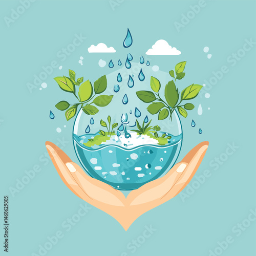 World water day, Save the Water and world, vector style simple color