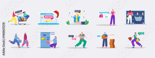 Black Friday illustrations set. Flat vector illustration concept.