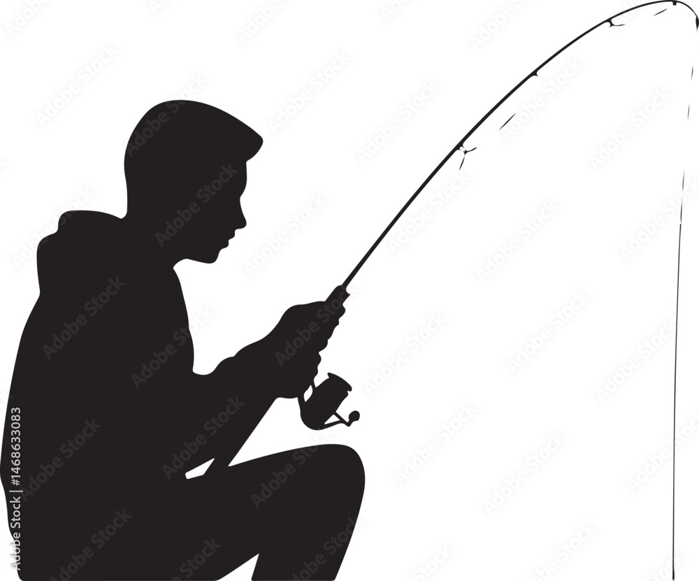 Obraz premium Fishing SVG – Fish Hunting Silhouette for Outdoor LoversFisherman Vector – Bass & Trout Hunting ClipartCatch of the Day – Fishing Silhouette for Shirts & DecalsAngler Clipart – Wild Fish Vector 