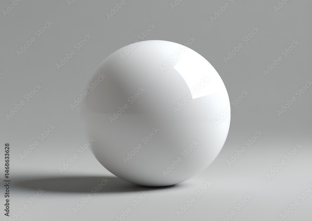 A perfectly smooth, white sphere casts a subtle shadow on a neutral gray background A perfectly smooth, white sphere casts a subtle shadow on a neutral gray background