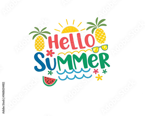 Hello Summer Lettering Text Design