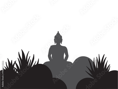 Vesak Day Frame Line Art Illustration