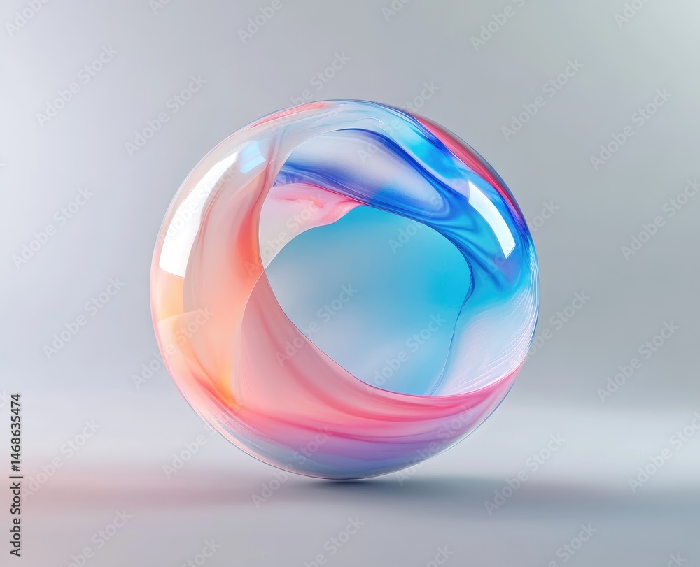 Obraz premium Translucent sphere with swirling pastel hues