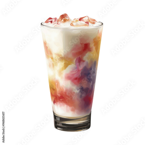 Wallpaper Mural Vibrant Rainbow Swirl Iced Latte in Glass Torontodigital.ca