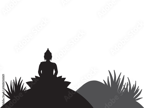 Vesak Day Frame Line Art Illustration