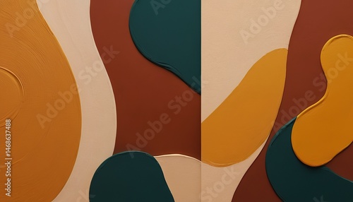 Earthy tones abstract background with fluid shapes and textured surfaces