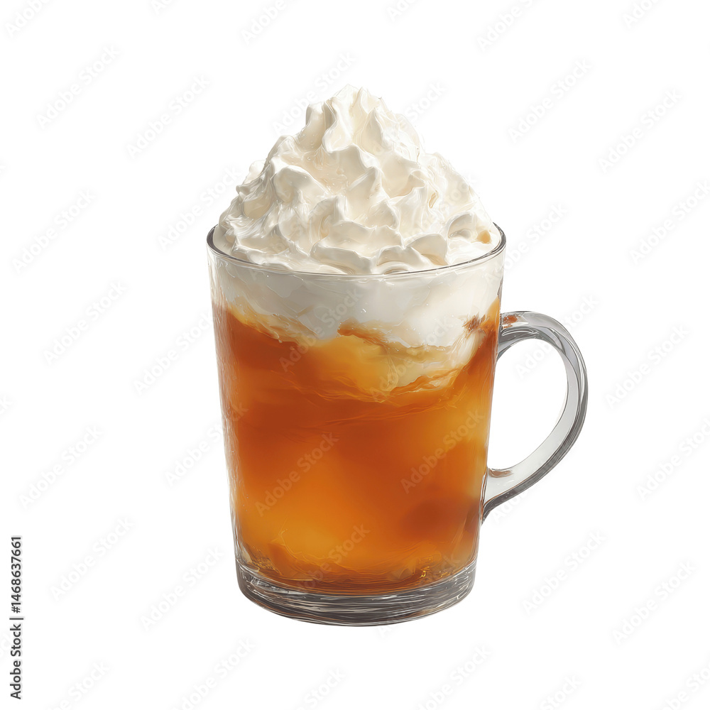 Iced Tea with Whipped Cream in a Glass Mug Iced Tea with Whipped Cream in a Glass Mug