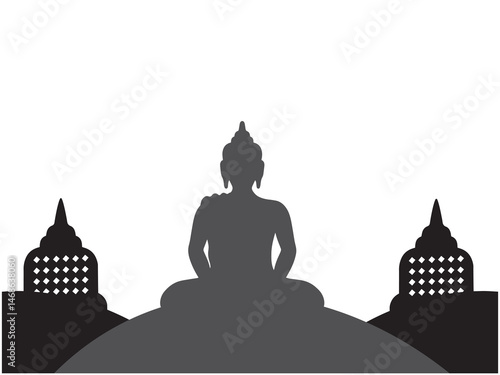 Hand Drawn Vesak Day Frame Line Art
