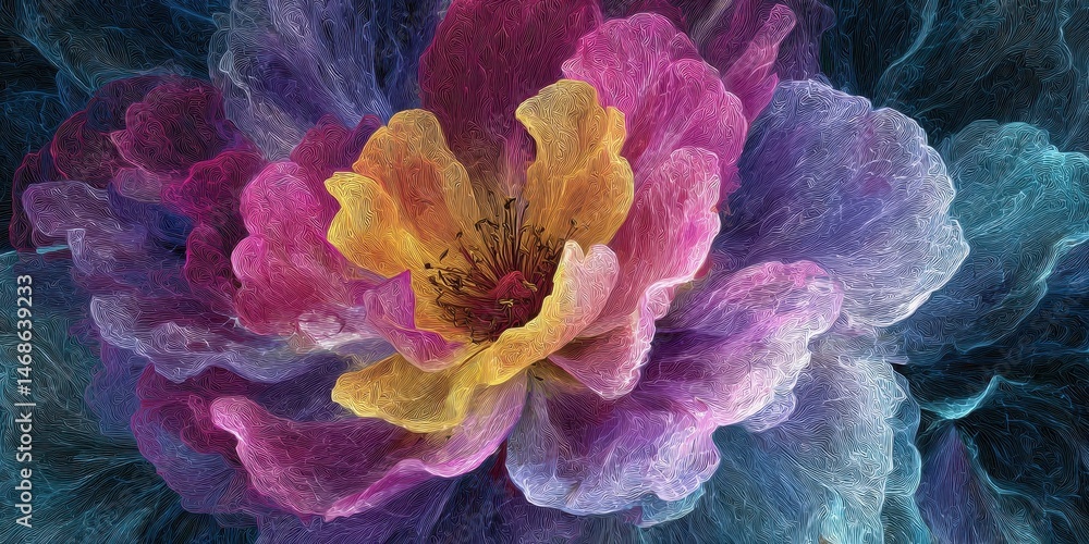 Obraz premium Vibrant, abstract flower blossoms in hues of color.