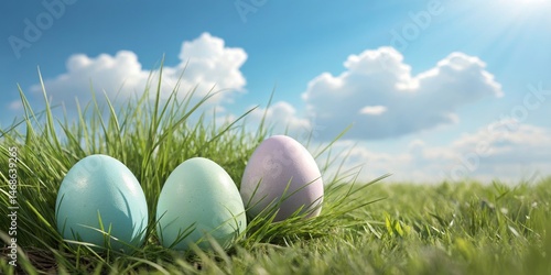 Pastel Easter Eggs in Grass...