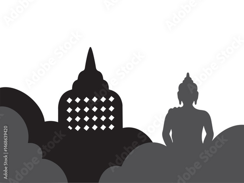 Hand Drawn Vesak Day Frame Line Art
