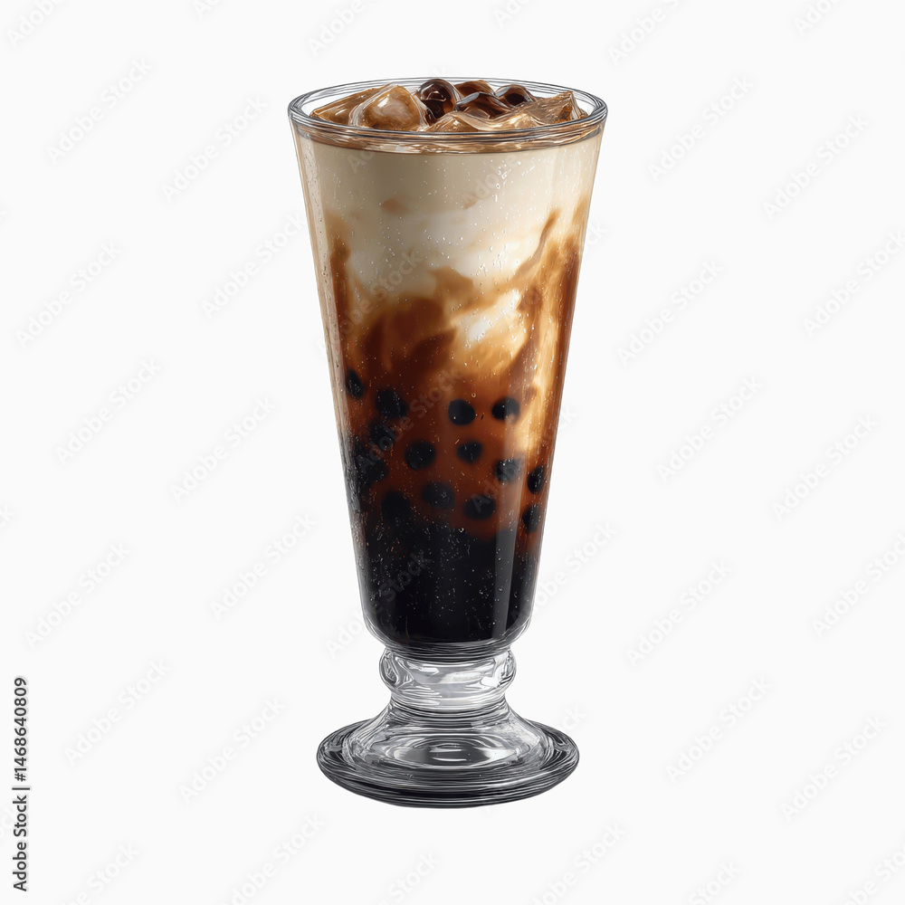 Creamy Brown Sugar Boba Milk Tea in Tall Glass Creamy Brown Sugar Boba Milk Tea in Tall Glass