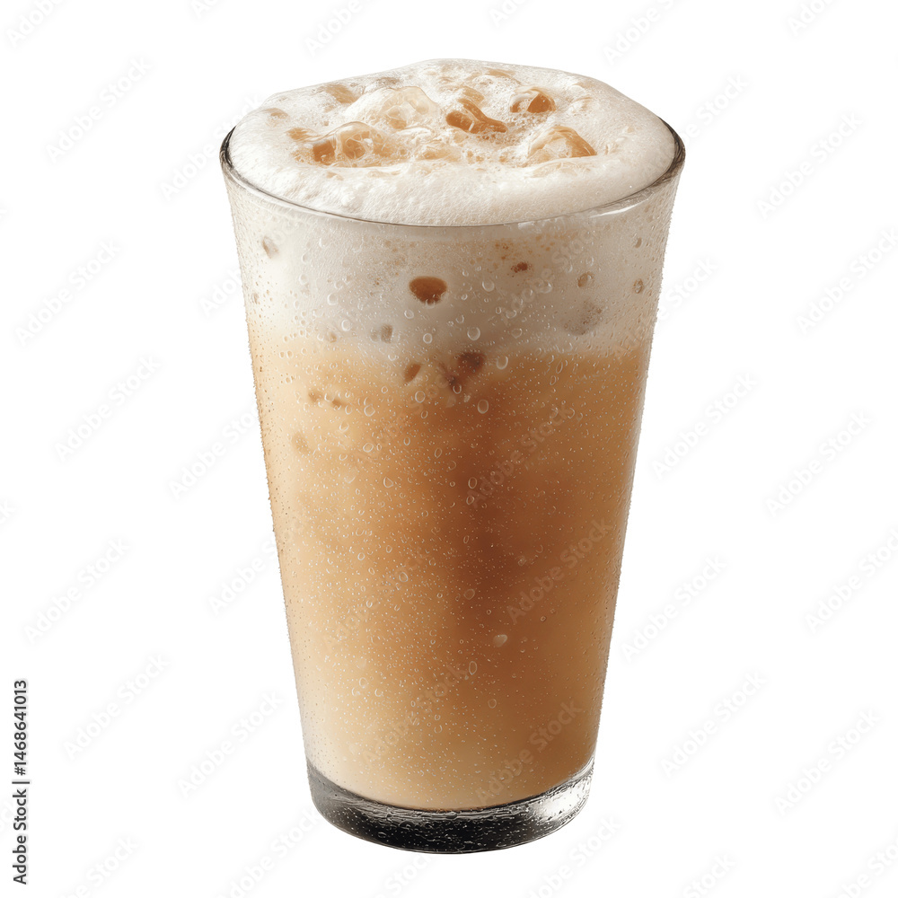 Iced Latte with Ice Cubes in a Glass Iced Latte with Ice Cubes in a Glass