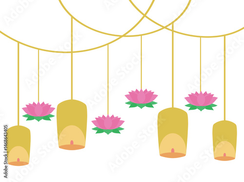 Vesak Day Decoration Hanging Line Art
