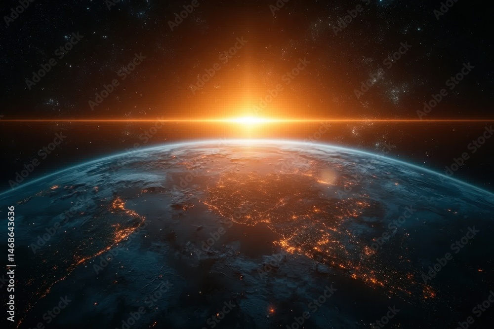 Fototapeta premium Stunning View of Earth from Space at Sunrise