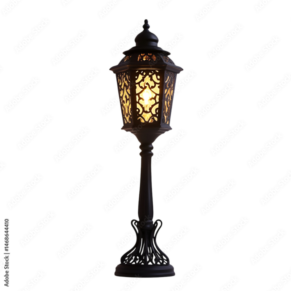 Illuminated Ornate Black Lamp Post Garden Decor Illuminated Ornate Black Lamp Post Garden Decor