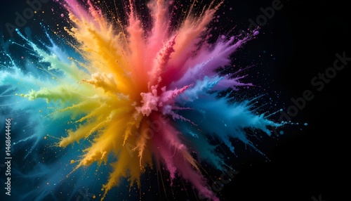 Explosion of Colored Powder Isolated on Black Background for Dynamic and Vibrant Visual Effects