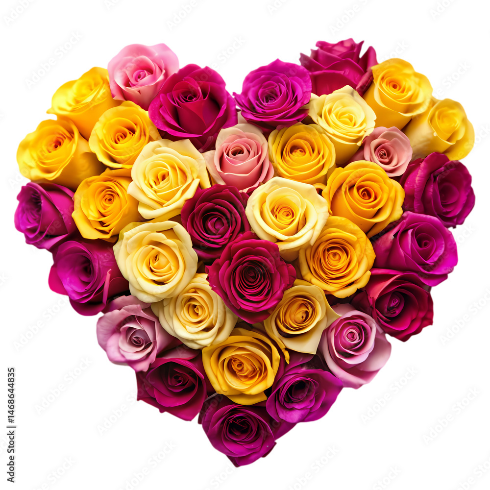 HeartShaped Rose Bouquet Romantic Roses in Pink Yellow and Purple on Transparent background HeartShaped Rose Bouquet Romantic Roses in Pink Yellow and Purple on Transparent background
