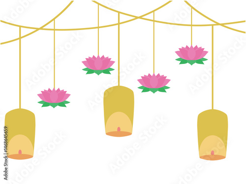 Vesak Day Hanging Line Illustration
