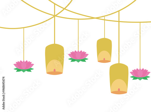 Vesak Day Lantern Hanging Line
