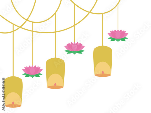 Vesak Day Lantern Hanging Line

