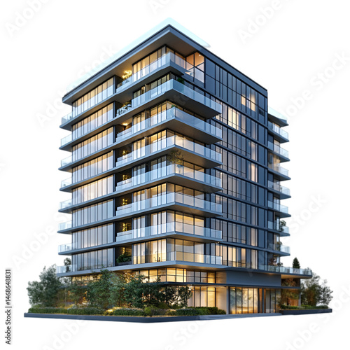 Modern apartment building city living luxury homes nighttime view